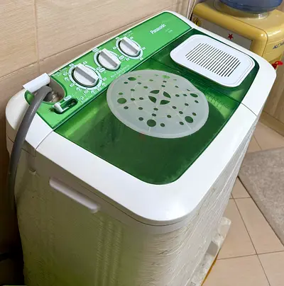 Panasonic compact twin-tub washing machine - green/white, working condition