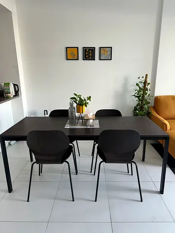 Modern Dark Wood Dining Table with 4 Chairs - Used, Good Condition