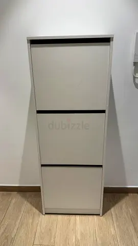 Shoe cabinet with 3 compartments, white, 49x28x135 cm