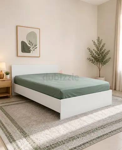 Simple White Bed without Mattress