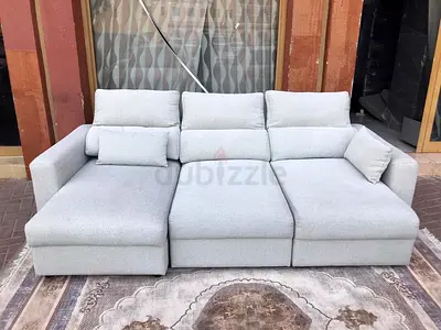Ikea Eskelstuna L shape sofa bed Gray Light grey 3-piece modular sofa with chaise — good condition