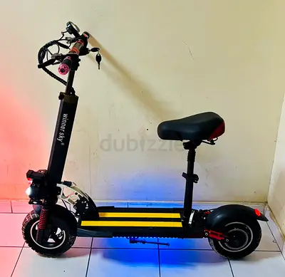 Electric Scooter with Seat - , Suspension, LED Lights