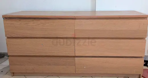 6-drawer wooden dresser / chest of drawers - light oak finish