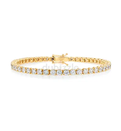 18Yellow Gold Diamond Tennis Bracelet - Classic Round Cut Line Bracelet