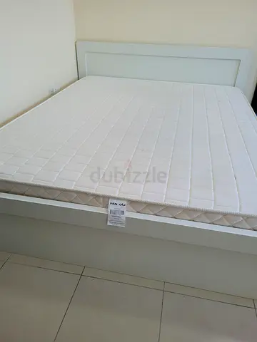 Queen Size Bed Frame with Mattress and Bedding - Light Pink Set