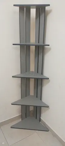 Tall Corner Shelf Unit — 5-Tier Wooden Display Rack