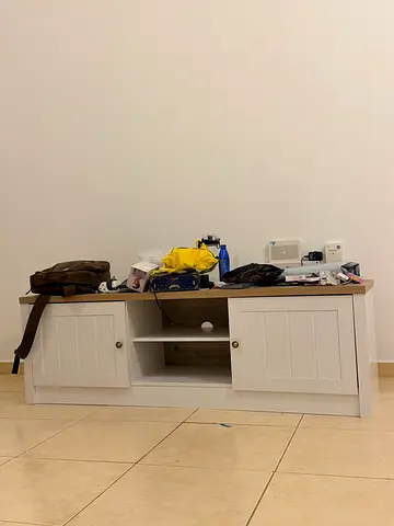 White Wooden TV Cabinet / Console with Storage