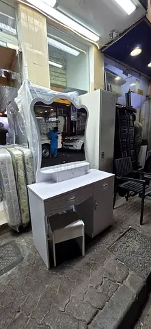 White Dressing Table with Mirror and Stool - Good Condition