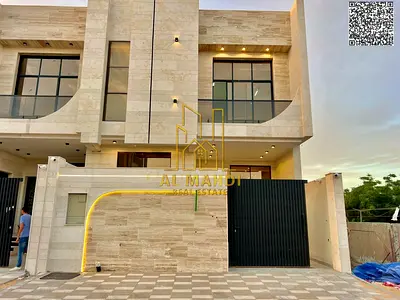 Freehold ownership for all nationalities. Modern villa with a luxurious design for sale in Al Helio 2, Ajman, opposite a mosque, very close to Sheikh