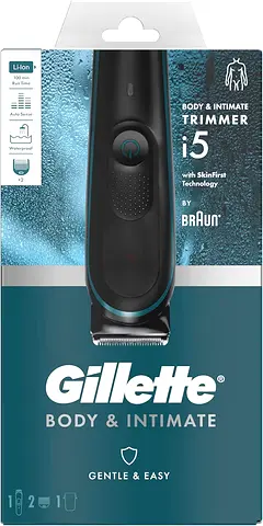 Gillette Intimate Trimmer i5, Pubic Hair Trimmer for Men, SkinFirst Waterproof Body Shaver