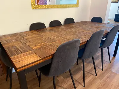 Solid Wood Extendable Dining Table with 8 Chairs