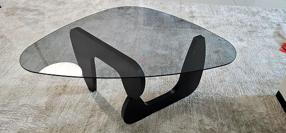 NEW MODERN Glass Top Coffee Table with Sculptural Wooden Base - Modern Design