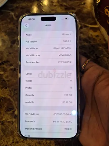 Iphone 16 pro max 256gb sim lock