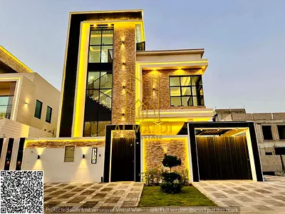 Modern 3-Story Villa for Sale in Yasmin – 5 Master Bedrooms – High-End Finishing & Stone Facade – Mortgage Available – 10% Down Payment – Ajman