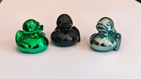 Set of 3 Metallic Decorative Rubber Duck Collectibles