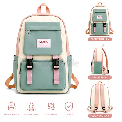 Casual Water-Resistant Mint  Pink Daypack Backpack