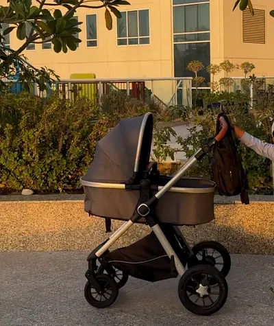 Luxury Travel System Stroller - Black and Silver