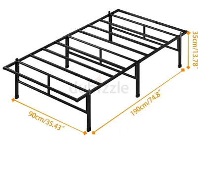Sturdy Metal Single/Small Double Bed Frame Base (190 x 90 cm) - Black