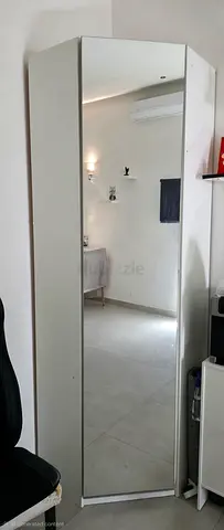 White Corner Wardrobe with Full-Length Mirror — Good Condition