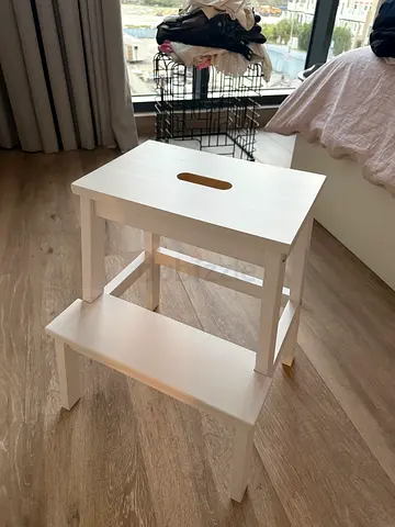 Simple white step stool / small bedside stool - sturdy and compact