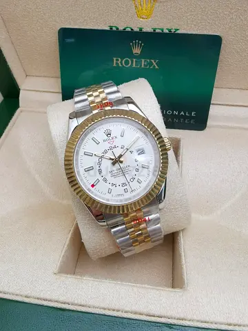 Rolex two-tone wristwatch with white dial Master Copy Watch