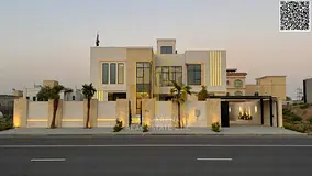Luxury villa opposite the garden in Al Yasmin, elegant design with a swimming pool and rooftop, all-