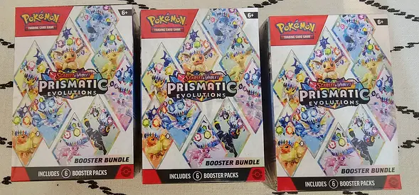3 Prismatic Evolutions Pokémon Card Booster Bundles Factory Sealed Genuine Brand New