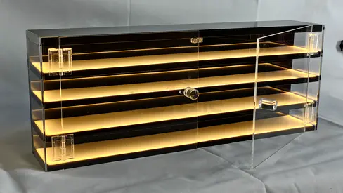 Clear Acrylic Display Cabinet with Built-in LED Shelves