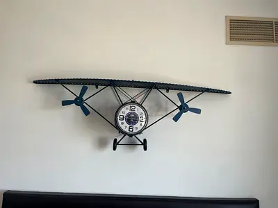 Airplane Wall Clock - Decorative Metal Propeller Design for kids