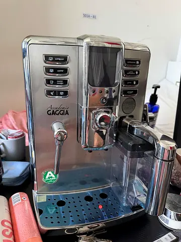 Gaggia Accademia Super Automatic Espresso Machine in stainless steel finish.