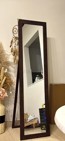 Full-Length Free-Standing Wooden Mirror - Dark Brown