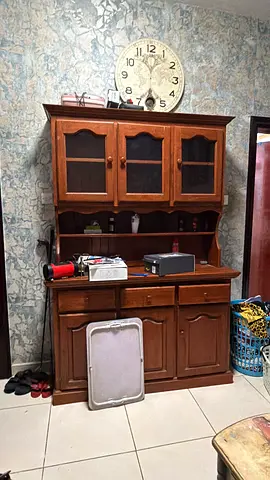 FreeSolid Wood Cabinet/Hutch with Glass Doors - Good Condition