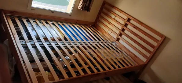 Solid Wood Double Bed Frame with Slatted Base