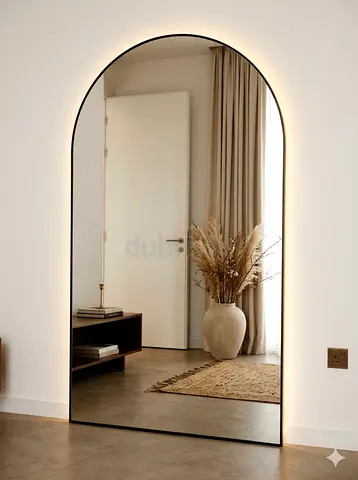 Large Arched LED Backlit Wall Mirror - Modern Full-Length Decorative Mirror