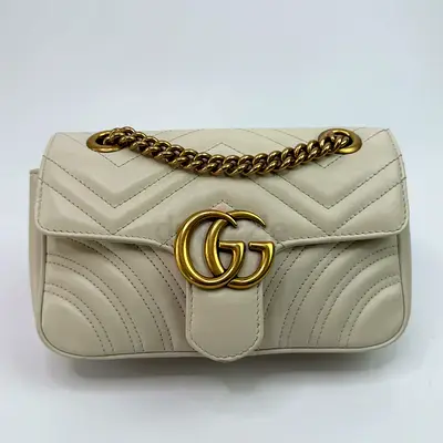 Authentic GUCCI GG SMALL MARMONT MATELASSE SHOULDER BAG