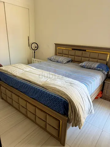 King size bed set mattress, 2x side tables, cupboard, dressing table with stool - mint condition