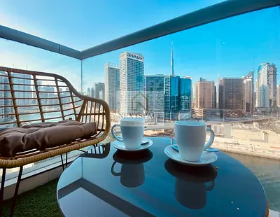 Luxury Fully Furnished 1BR | Full Canal & Burj Khalifa View | Business Bay