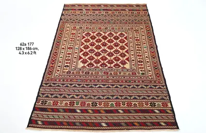 Vintage Handwoven Afghan Wool Kilim Rug veg dye oriental wool rug carpet 128 x 186 cm - Multicolor