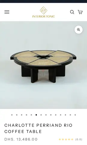 Charlotte Perriand Rio Coffee Table - Dark Wood with Cane Inlay