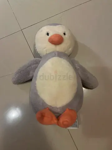 Light grey plush penguin soft toy - gently used