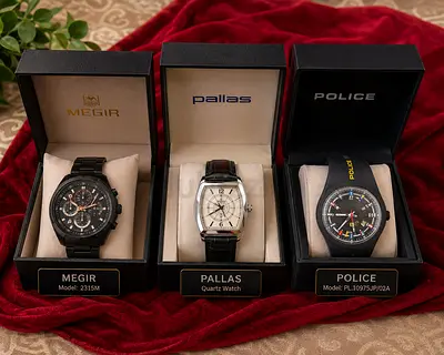Set of 3 Mens Watches - Megir, Pallas, Police (working condition)