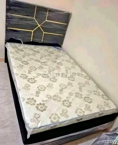 Single/Small Double Bed with Mattress and Decorative Headboard - Good Condition
