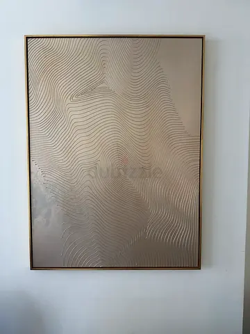 Large Abstract Textured Wall Art with Gold Frame