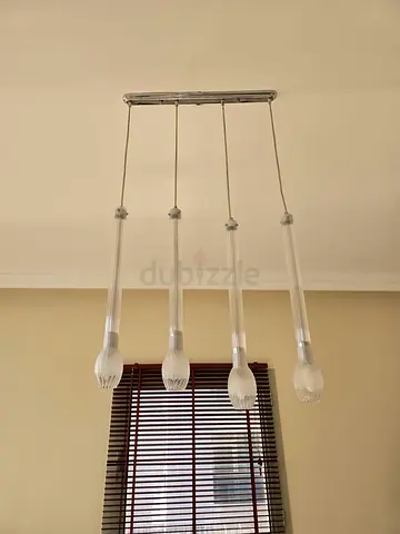 Five-Light Modern Glass Pendant Chandelier - Clear Tubular Shades