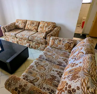 Used 3-seater sofa and matching 2-seater loveseat - patterned fabric