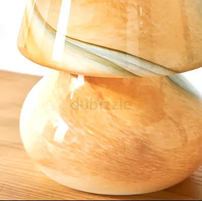 Small Marble-Effect Table Lamp — Beige Swirl