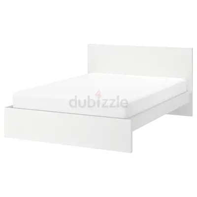 Malm Simple White single Bed Frame with Headboard - Good Condition with one night stand