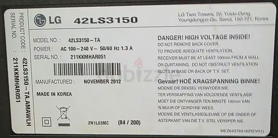 LG 42LS3150 42-inch LED TV (Model 42LS3150-TA) - 2012, Good Condition
