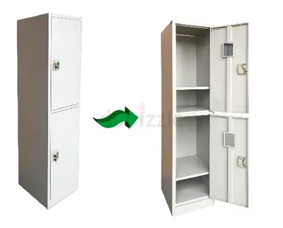 Metal 2-Tier Locker Cabinet with Locks — Good Condition