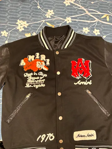 black amiri varsity jacket for sale